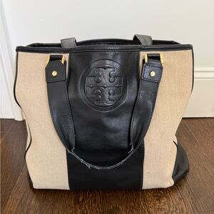 Tory Burch Black and Tan Tote Bag